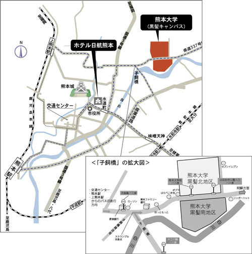 熊本市内主要交通案内図